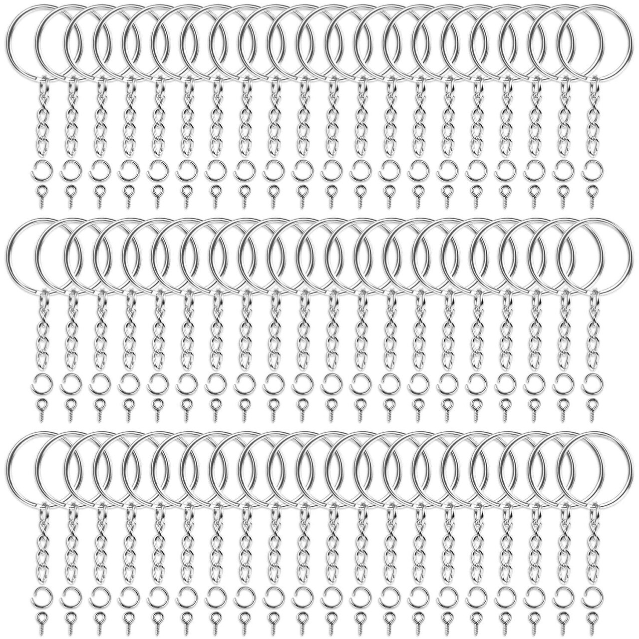 360Pcs Keychain Bulk, 120Pcs Keychain Rings with Chain and Open Jump Ring with Screw Eye Pins for Crafts and Jewelry Making